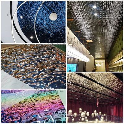 Un bon prix. Panneau en acier inoxydable ondulé couleur or bleu saphir miroir, épaisseur 0,3 mm en ligne
