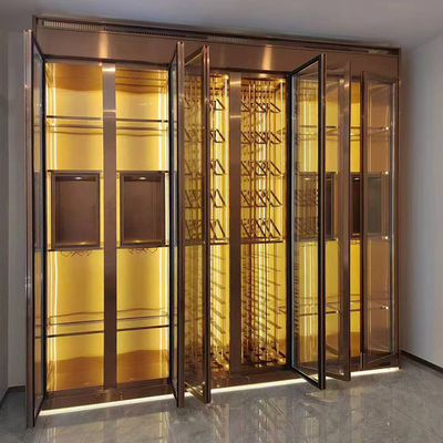 Un bon prix. Cave à vin autoportante en acier inoxydable personnalisée, style moderne pour bar à domicile en ligne